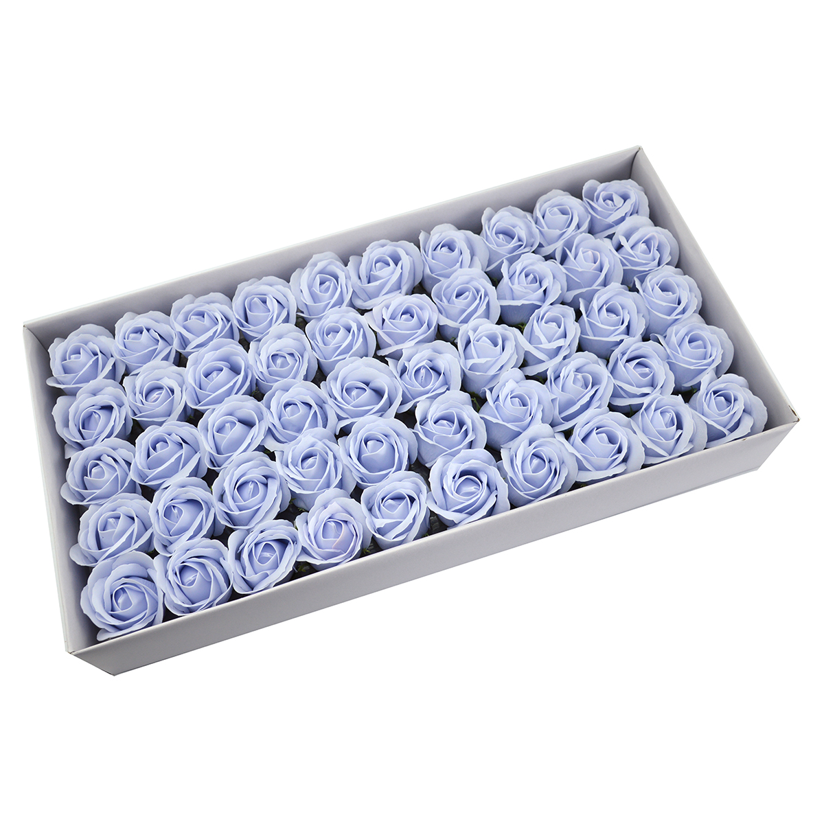 Lot de 50 roses de savon parfumées, vraie touche, bleu clair