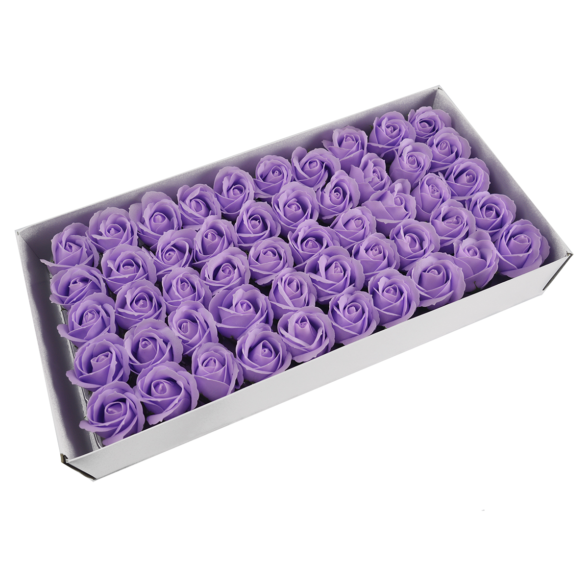 Lot de 50 roses de savon parfumées, toucher réel, lilas clair